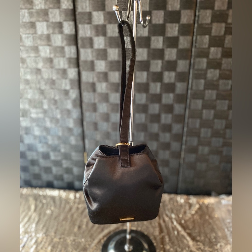 BCBG MaxAzria Black Satin Evening Purse - Picture 8 of 11